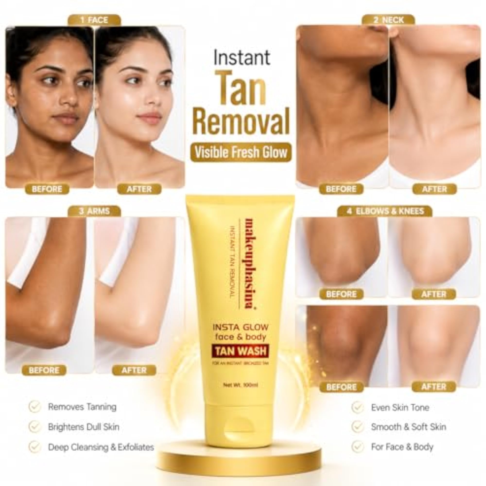 Insta Glow Face & Body Tan Wash for Instant Bronzed Tan